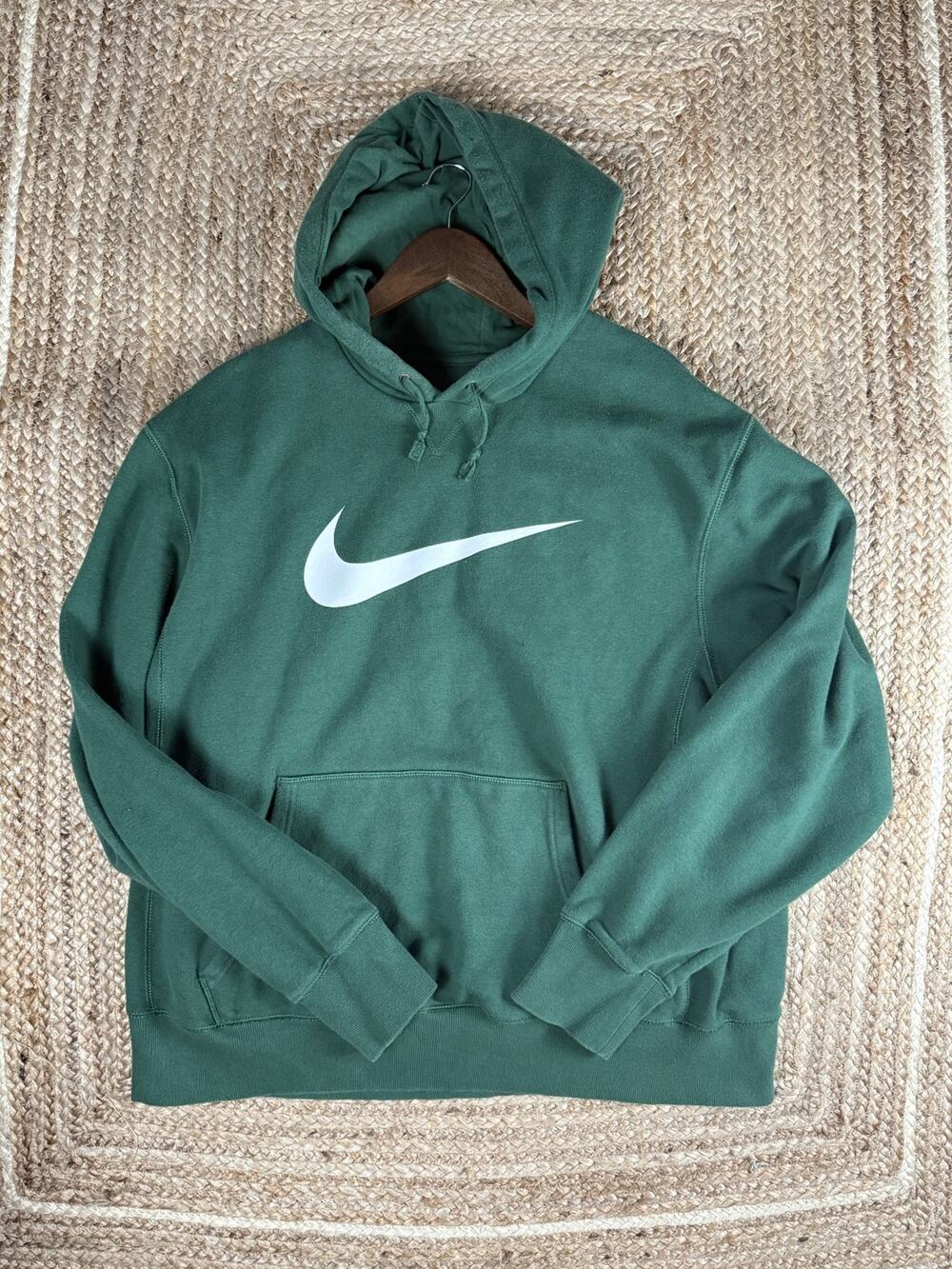 Vintage Y2K Nike Big Swoosh Green Pullover Hoodie Men's Size 2XL